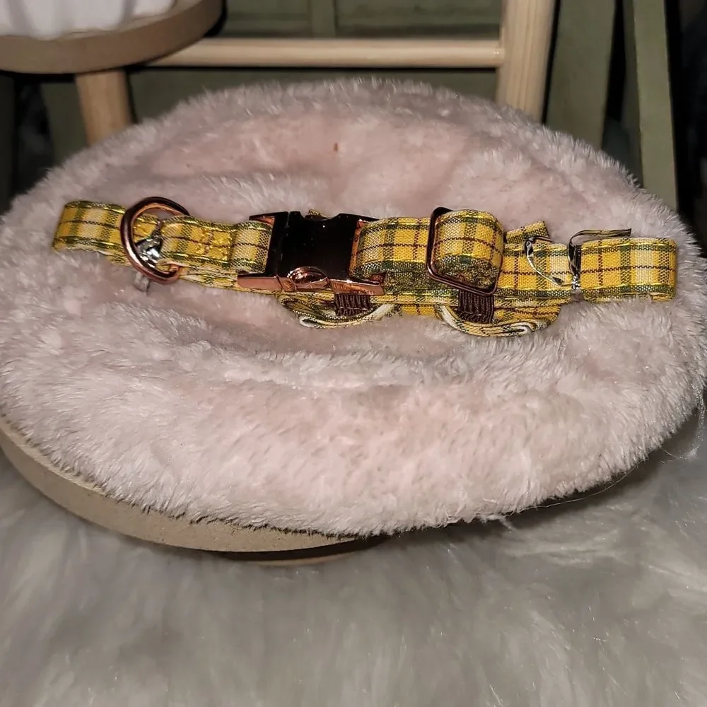 Plaid Dog Collar With Bow Small